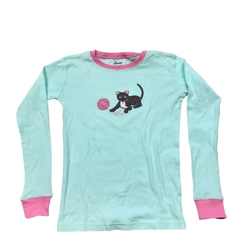 New with Tags Leveret Brand Kitty Blue and Pink Pajama Top Size‎ 12